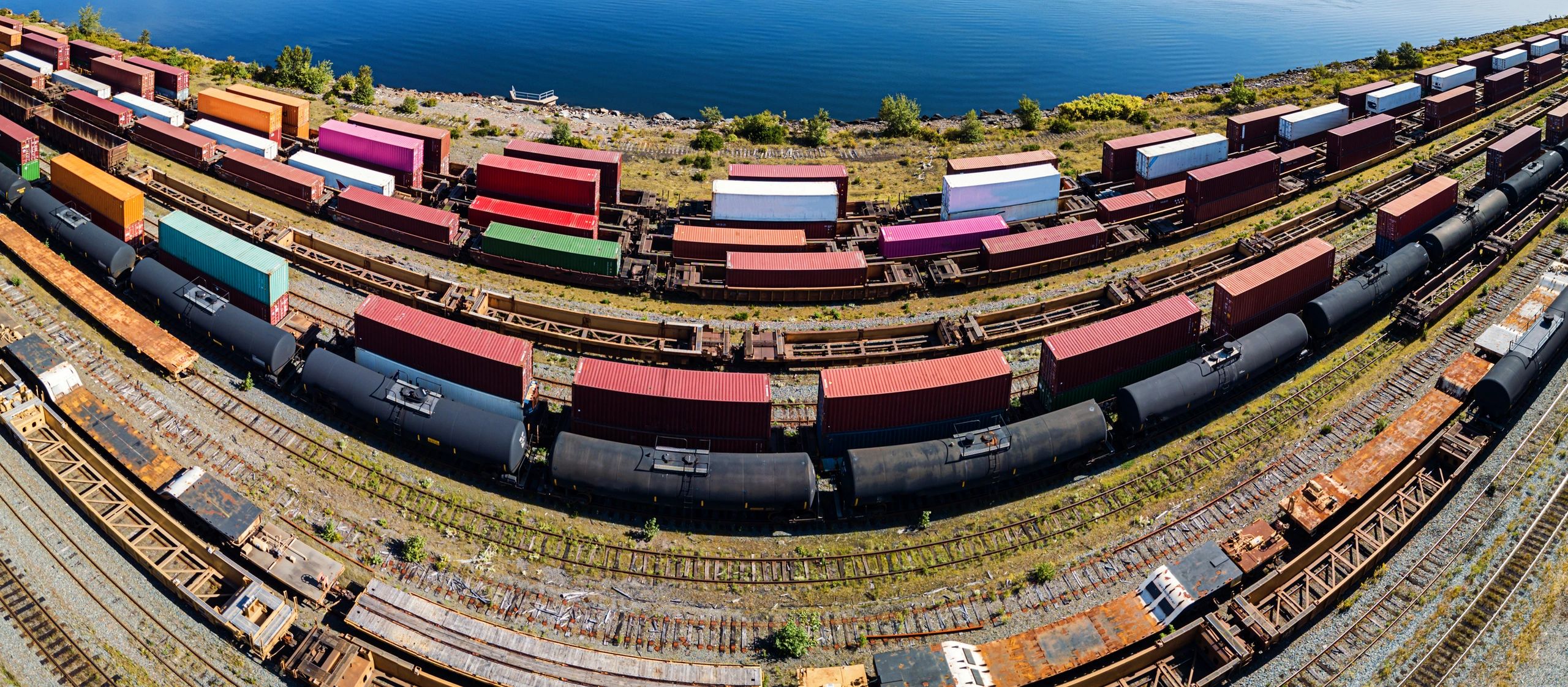 Aerial view of rail yard supporting freight logistics